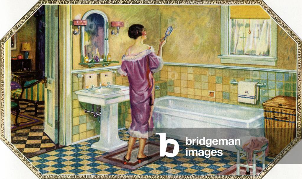Woman Standing in an Art Deco Bathroom, 1927 (screen print)