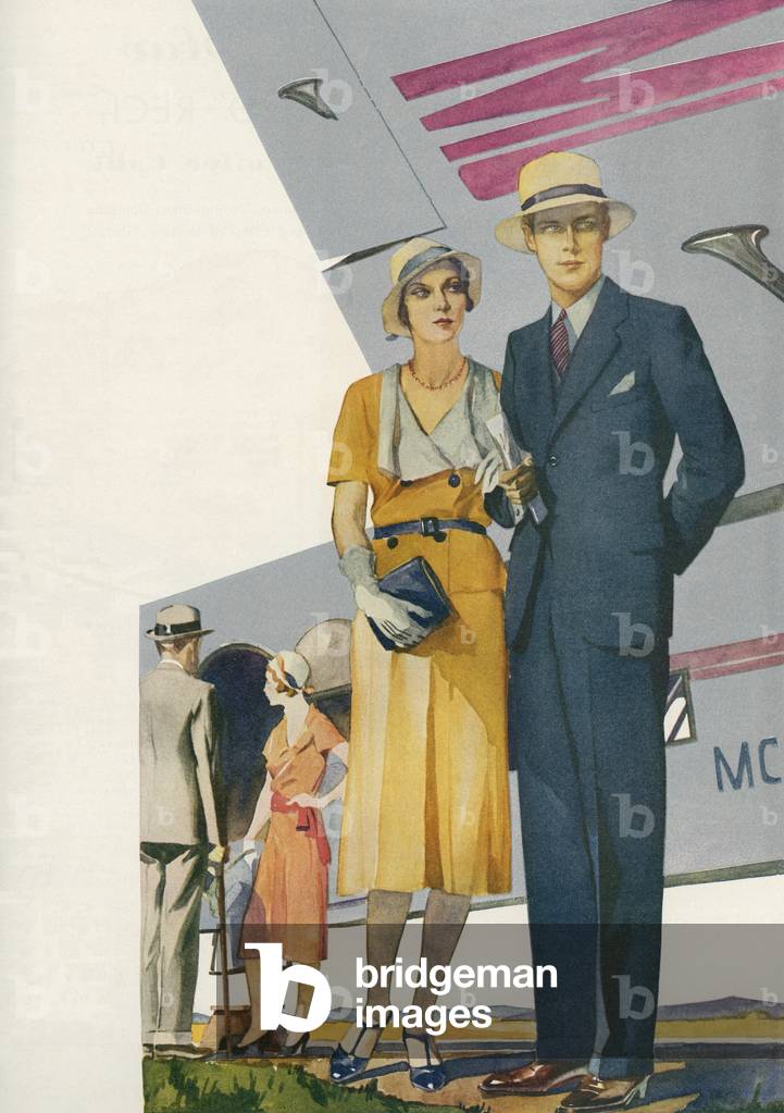 1920s Couple About to Board a Commercial Flight, 1921 (screen print)