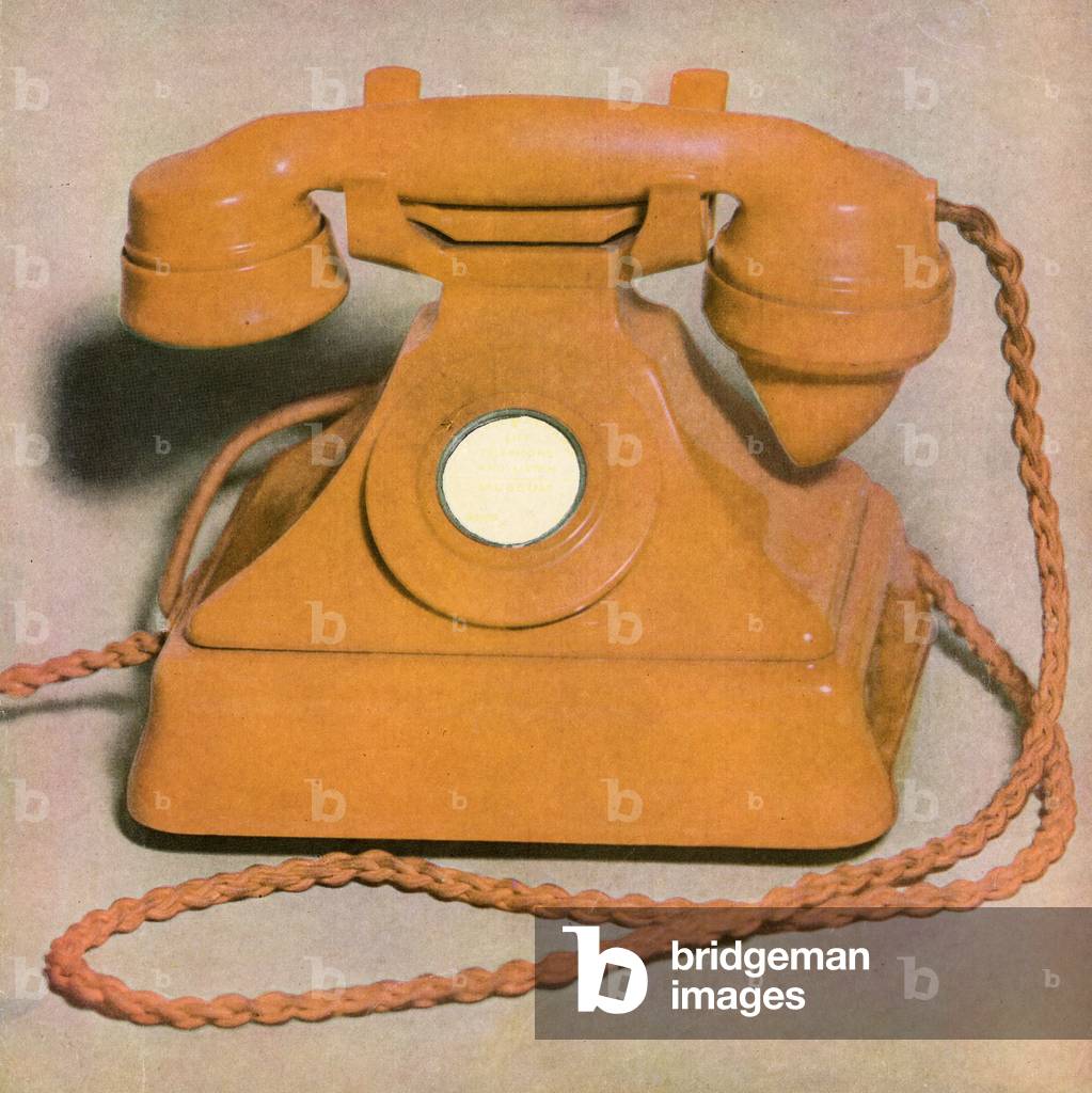 Vintage Children's Still Life - Toy Phone, 1947 (screen print)