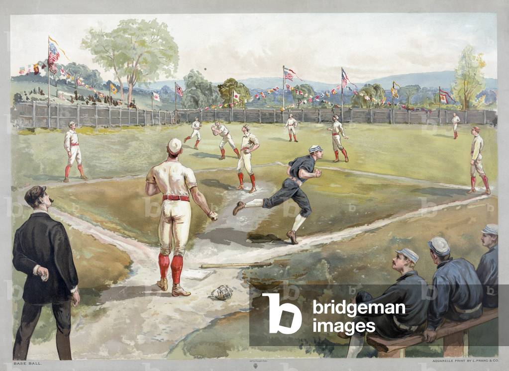 Baseball Game, 1888 (colour litho)