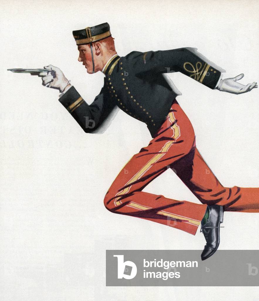 Bellboy Running to Serve a Hotel Guest, 1951 (screen print)