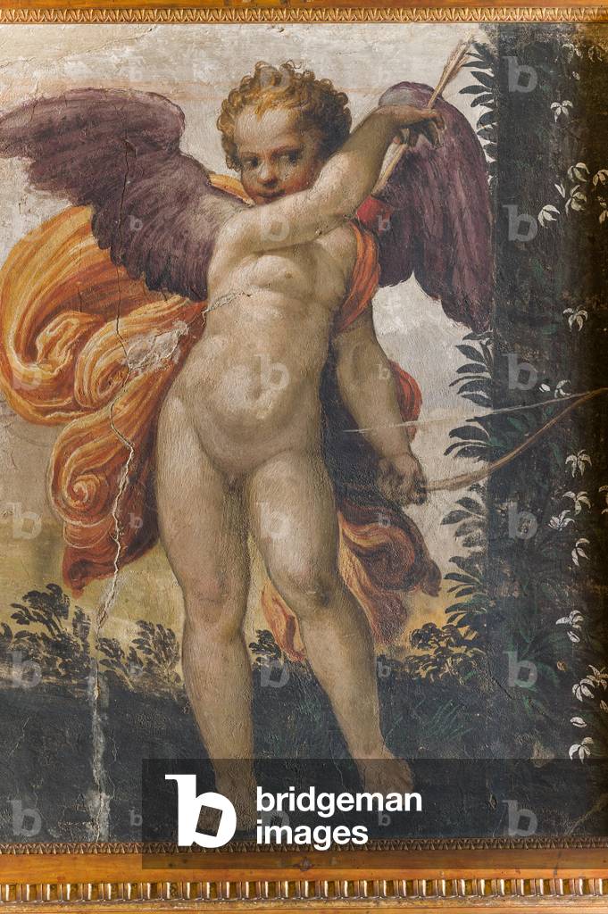 Cupid with arrow and bow, from the Yellow Room, 16th century (fresco)