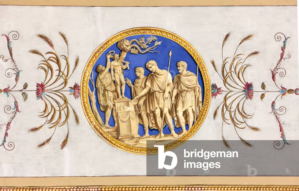 Decorative frieze: Medallion with the Veneration of Hercules, 1812 (fresco0