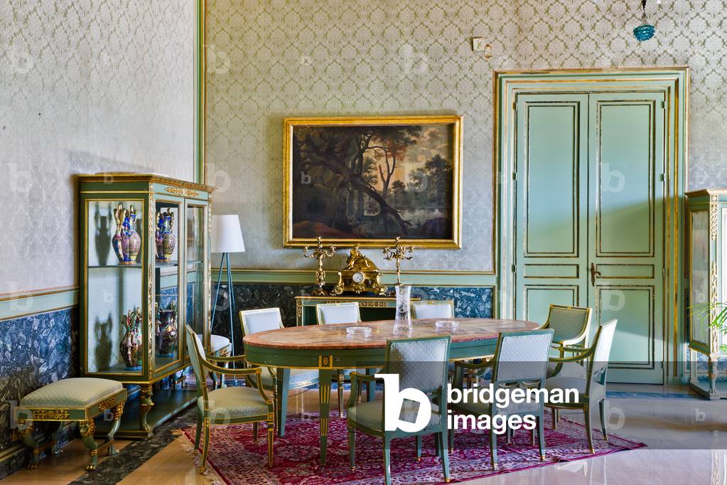 View of one of the rooms in the Apartment of Charles III Borbone, The Greek Tower, The Royal Palace or Palazzo dei Normanni, Palermo, Sicily, Italy (photo)
