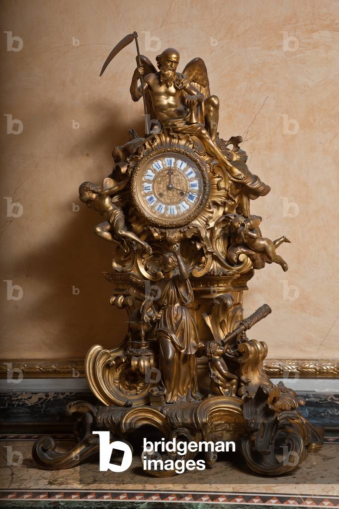 Table clock: Cronus, the Time with the Scythe (golden bronze)