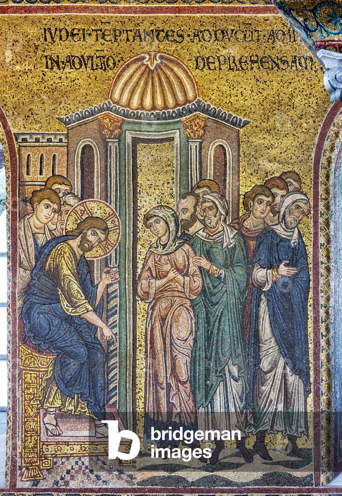 Christ and the Woman Taken in Adultery, Byzantine mosaic, Episodes from the life of Christ, XII-XIII centuries (mosaic)