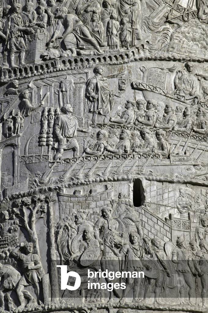 Scenes from the Roman emperor Trajan's Victory in the Dacian Wars, detail from Trajan's Column, Rome, Italy (photo)