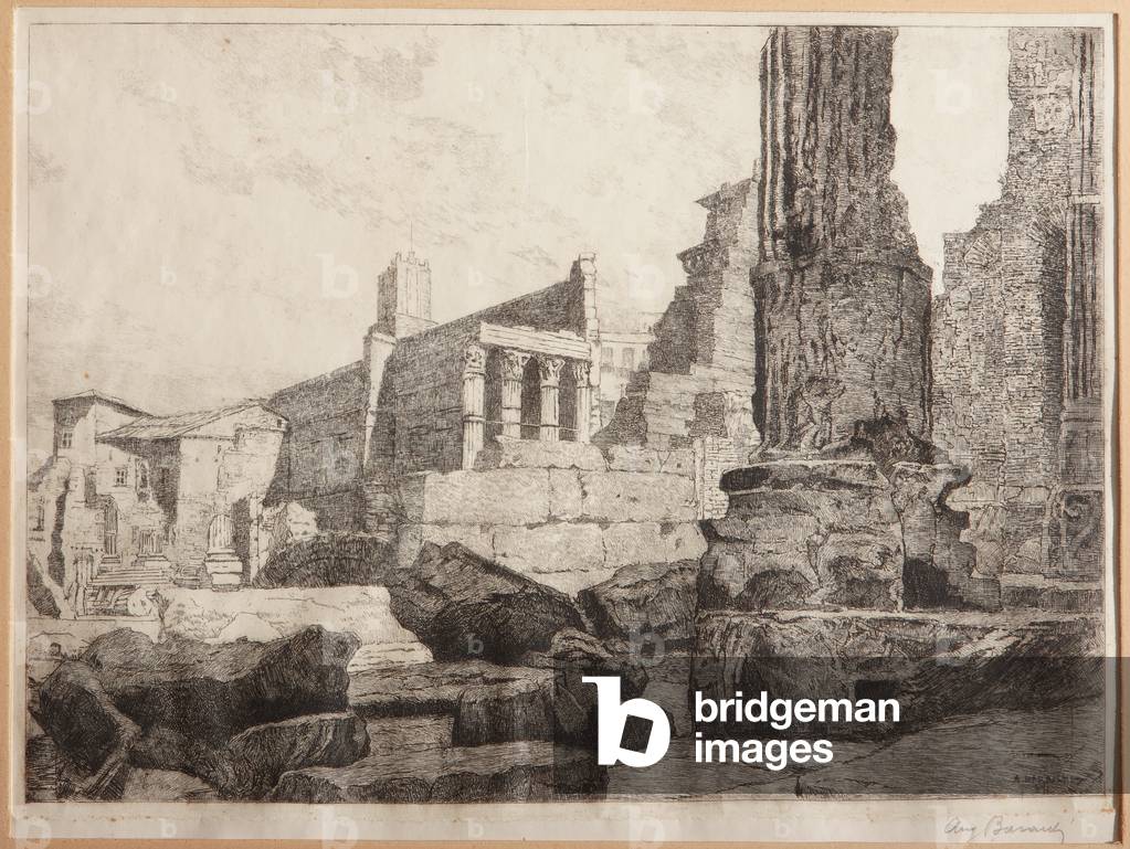 Rome, The Forum of Augustus, The Temple of Mars Ultore (etching on paper)