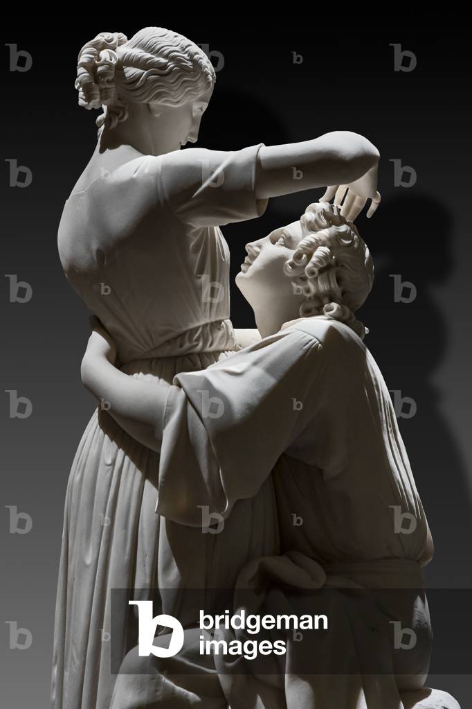 Paul and Virginie, marble sculpture, detail, 1844 (marble)