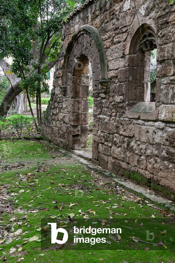 Botanical Gardens: the remains of the Church of St. Dionysius in Chiaramontano Gothic style, Palermo, Sicily, Italy (photo)