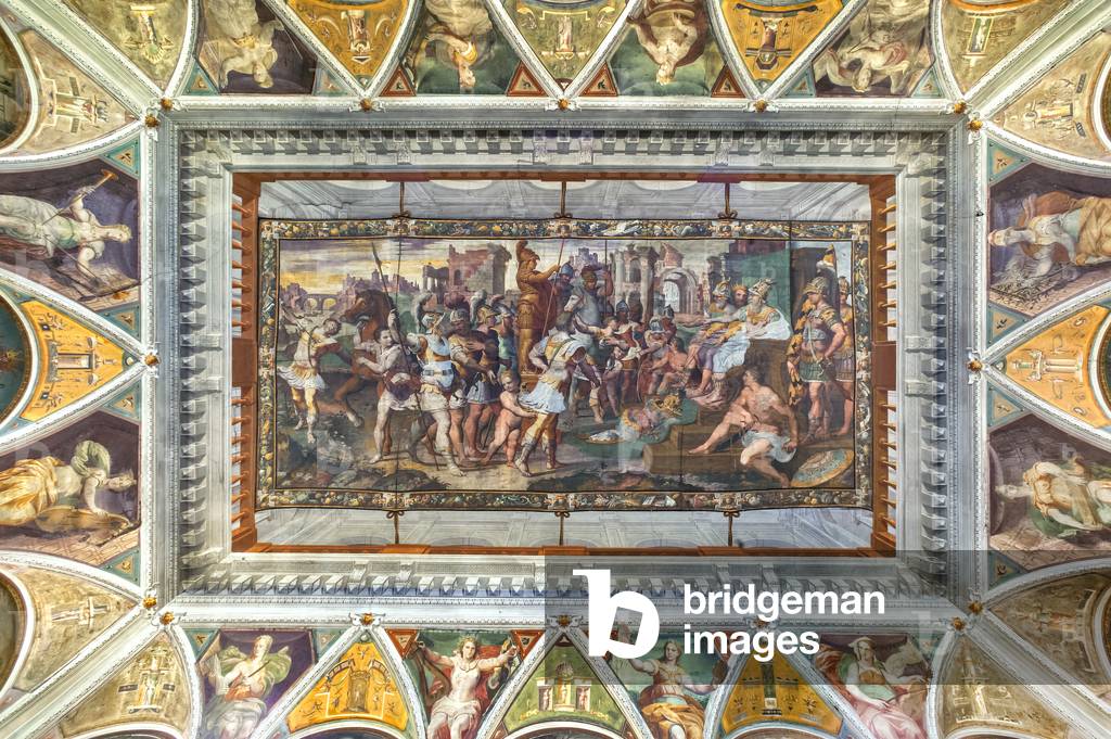 View of the valut of the Room of Ulysses, Palazzo della Prefettura, Bergamo, Italy (photo)