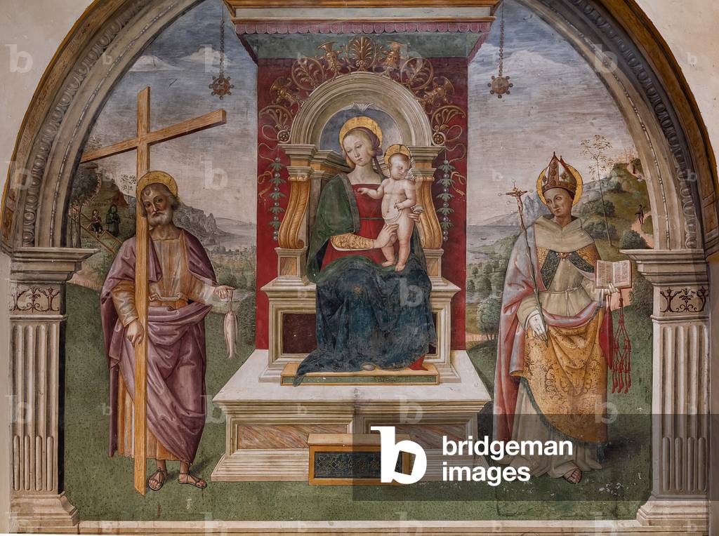 Madonna enthroned with Child between St. Andrew and St. Bonaventure of Bagnoregio, Niche of St. Andrew, 1510 (fresco)