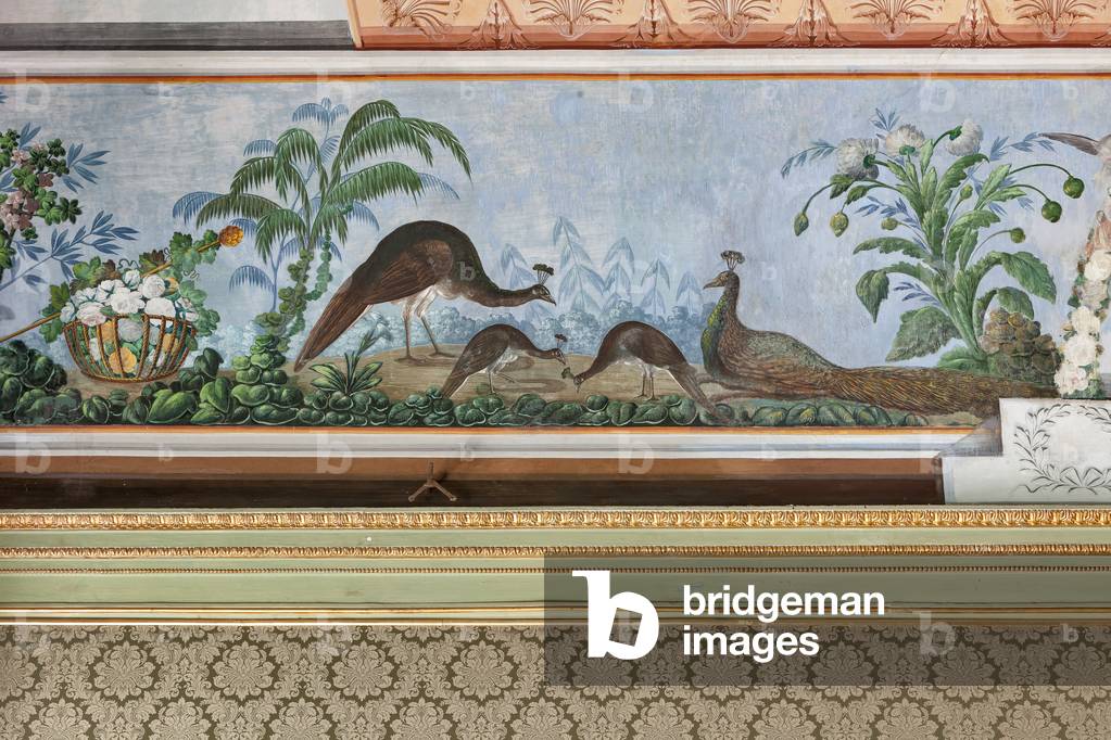 Peacocks and flowers, detail of 3743687 (fresco)