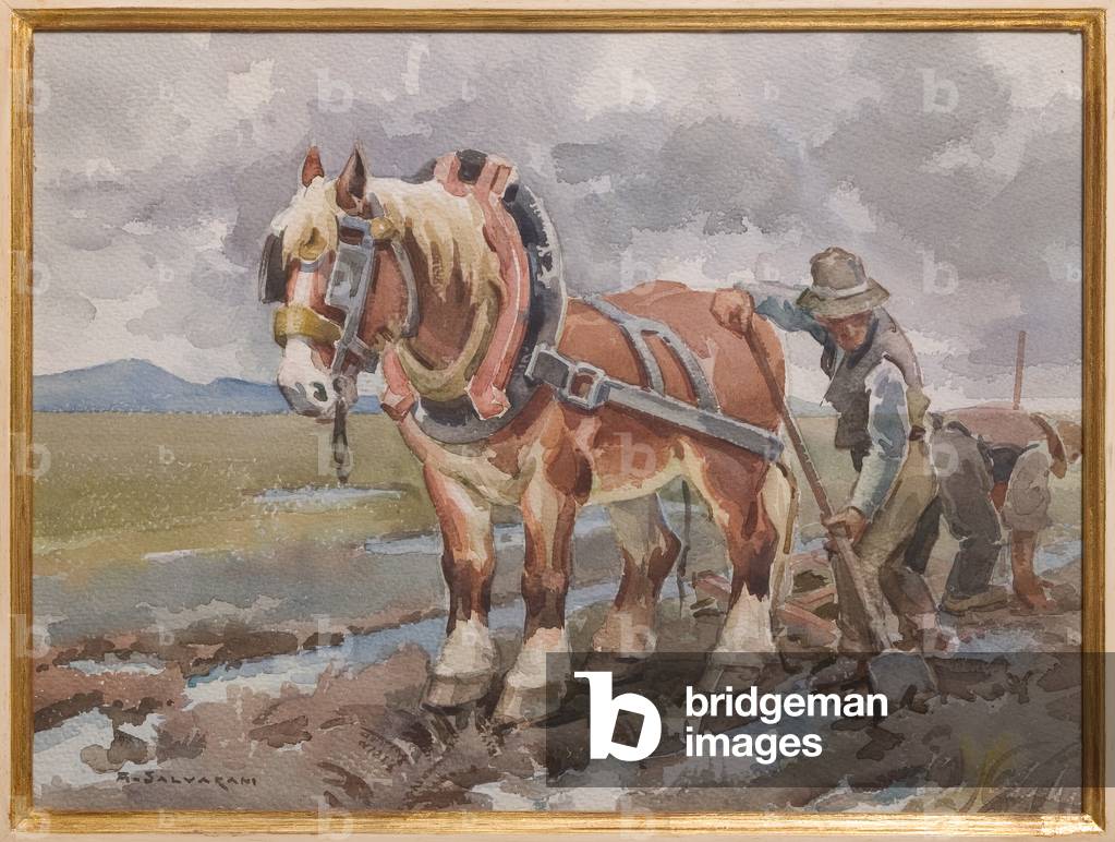 Work in the Fields, 1930 (watercolour on paper)