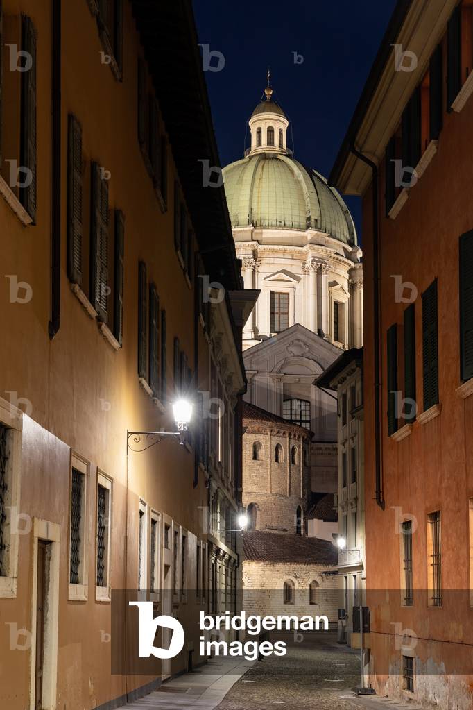 Night view of the cathedrals, Brescia, Italy