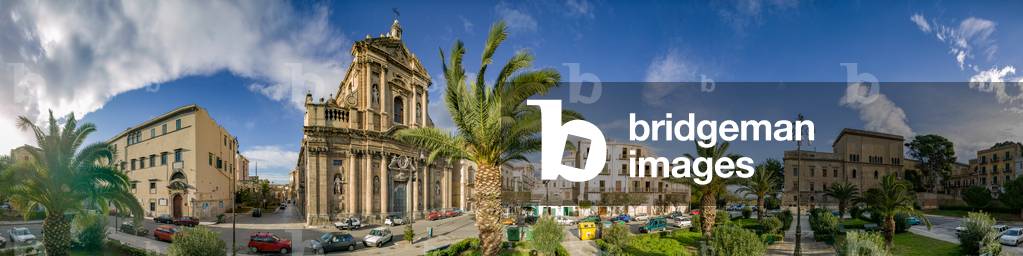 Orbicular view of the Kalsa Square, including the Church of St. Teresa, Palermo, Sicily, Italy (photo)
