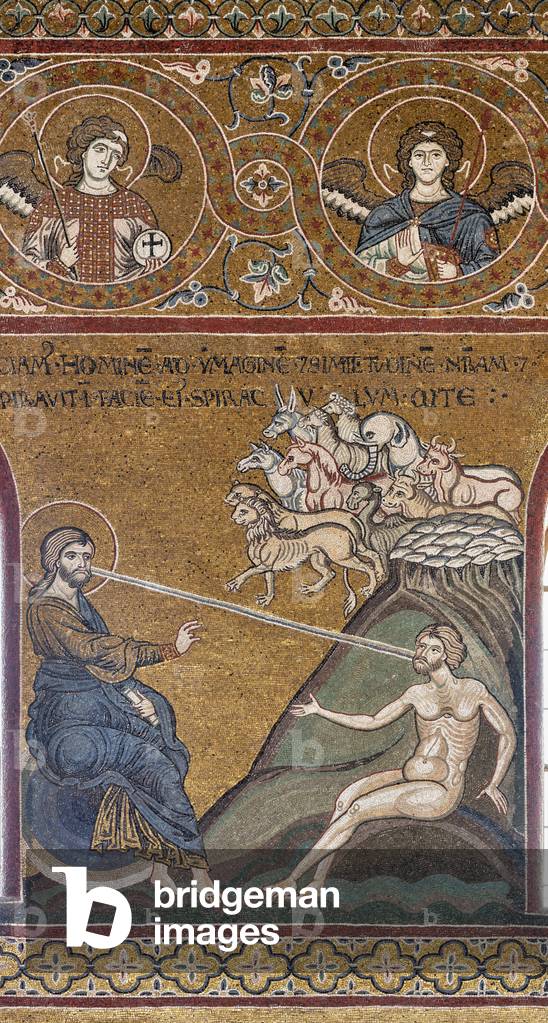 Image of Jacob's dream, Byzantine mosaic, Old Testament cycle-Abraham ...