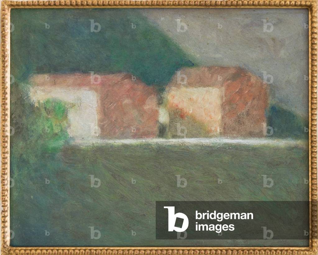 Landscape, Homage to Morandi (oil on canvas)