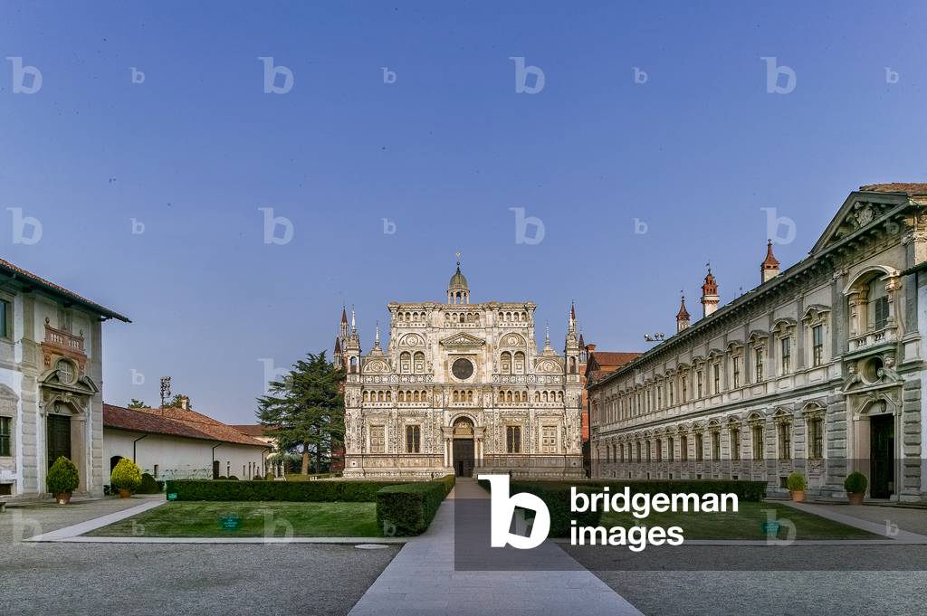 View of the facade, Certosa di Pavia, Pavia, Lombardy, Italy (photo)