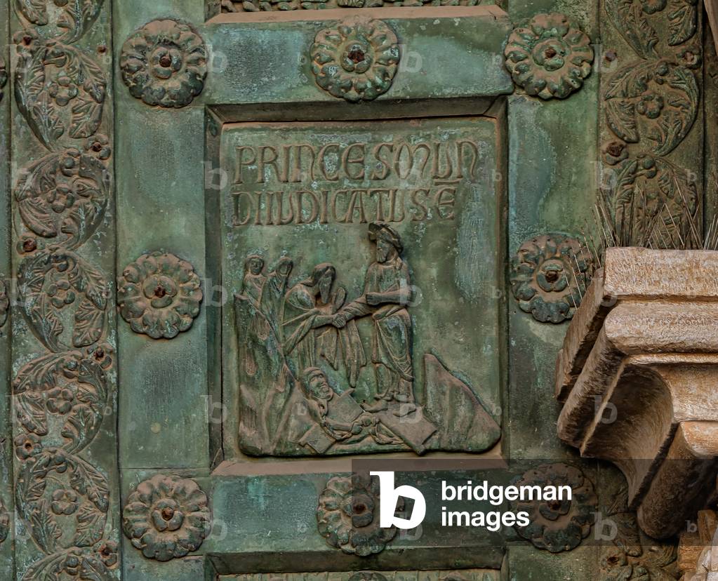 The gate by Bonanno Pisano (1185-6): bronze tile depicting 