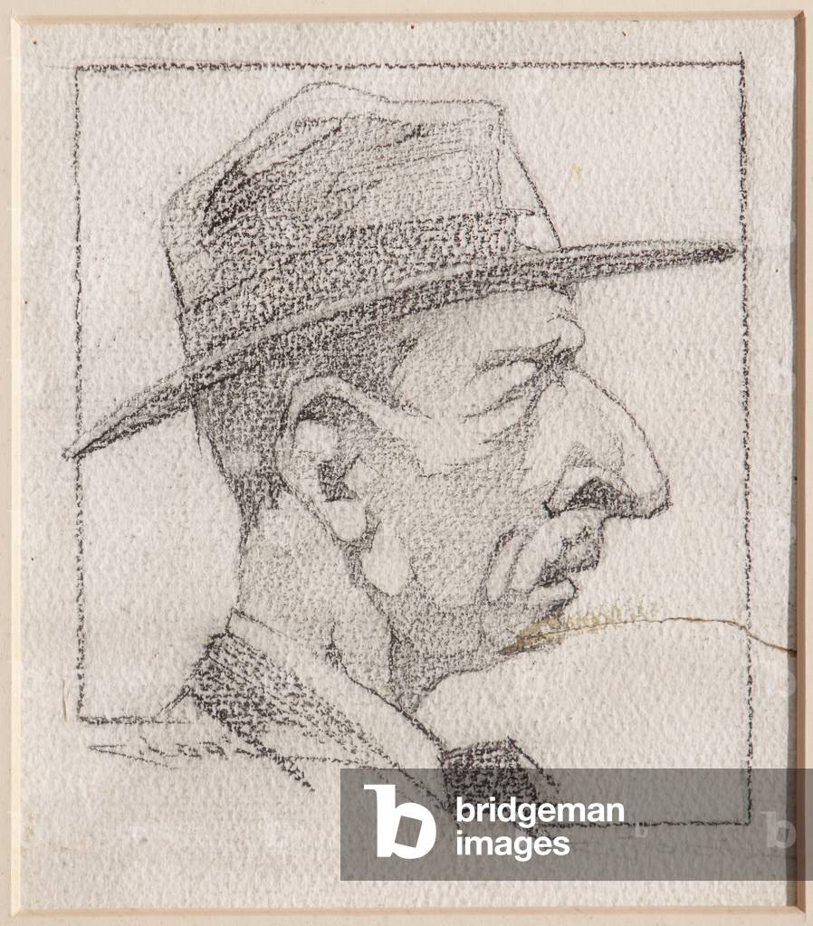 A Man wearing a Hat (pencil on paper)