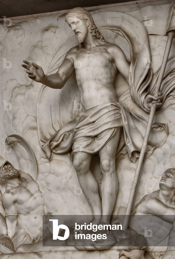 Resurrected Christ, detail of the Mausoleum of St. Pius V (marble)