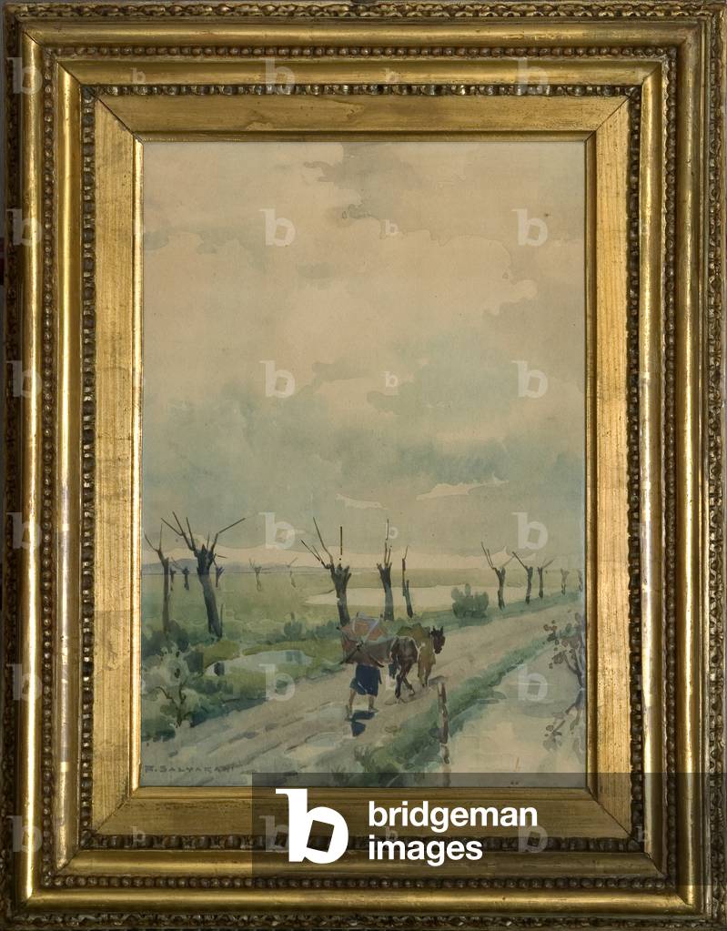 Landscape with persons 1918-19 (watercolour on charcoal drawing)