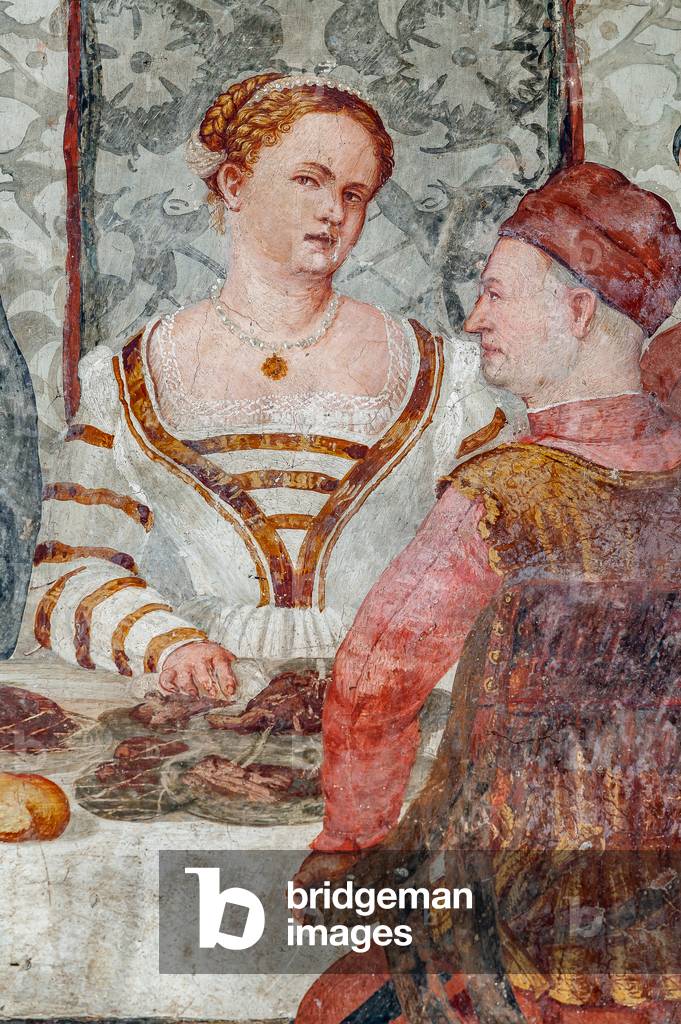 Banquet, detail of the Visit of Christian I of Denmark to Bartolomeo Colleoni, Hall of Honour, 1474 (fresco)