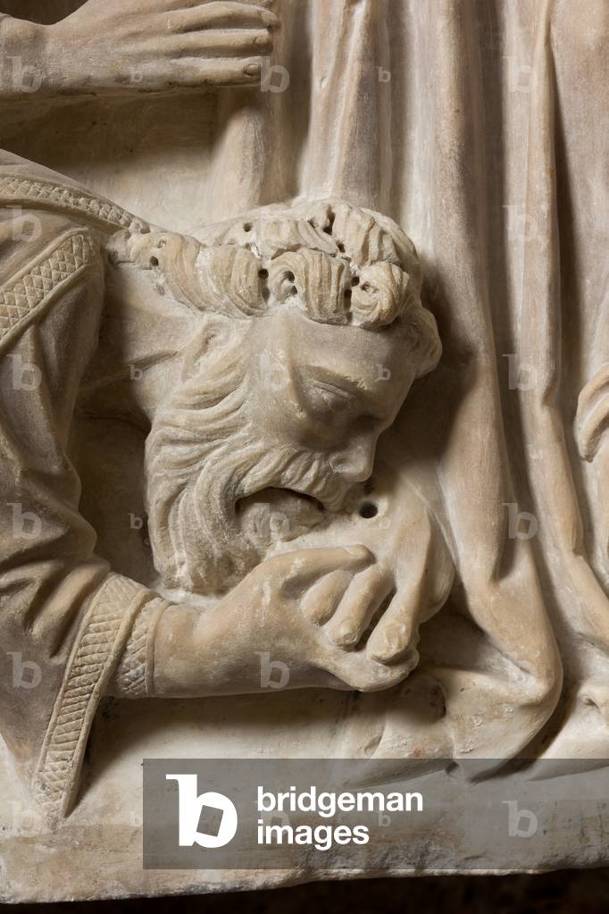 Genova, the Diocesan Museum: the funeral monument of Cardinal Luca Fieschi, by the worskhop of Giovanni di Balduccio from Pisa, about 1336