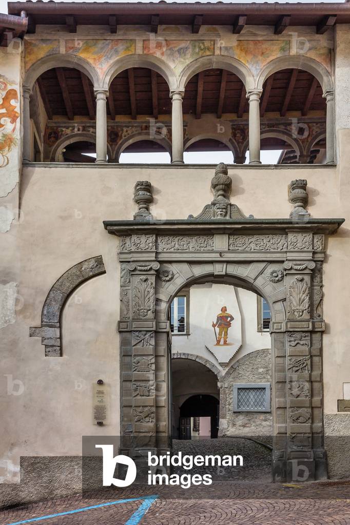 Eastern facade of the Town Hall of Clusone, Bergamo, Lombardy, Italy (photo)
