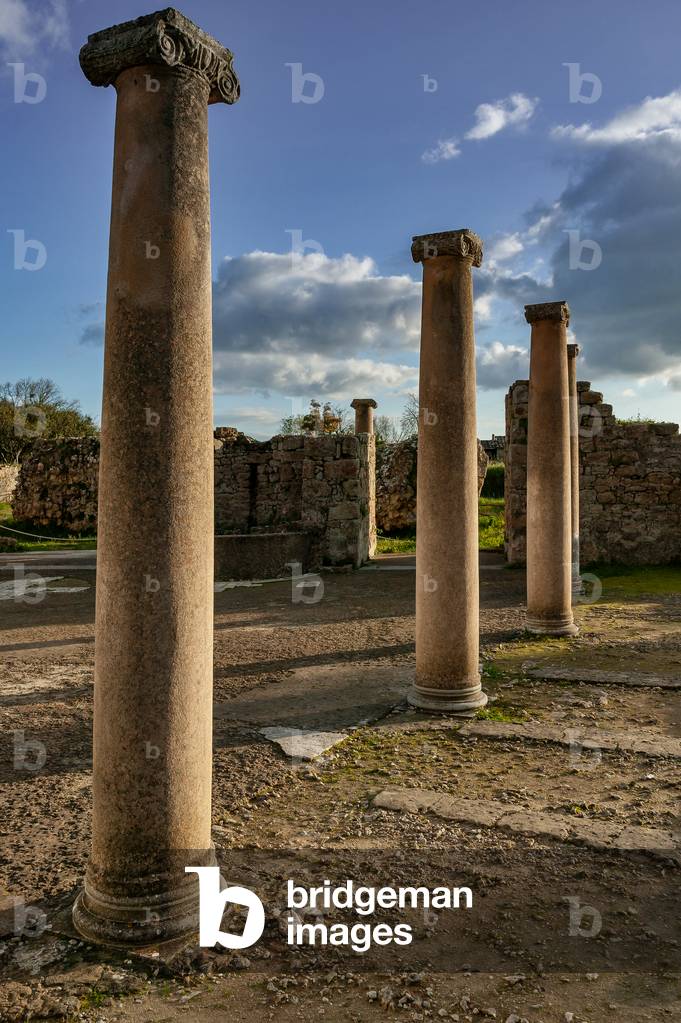 View of columns of the villa, Piazza Armerina, Roman Villa of Casale, Sicily, Italy (photo) (photo)