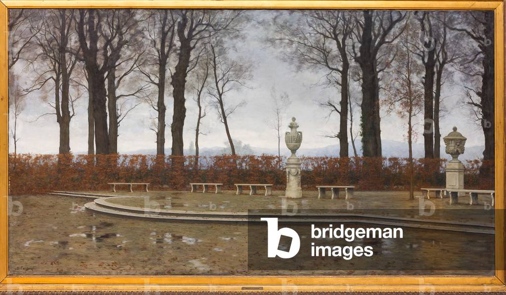 The Turin royal gardens after the march rains, 1884 (oil)
