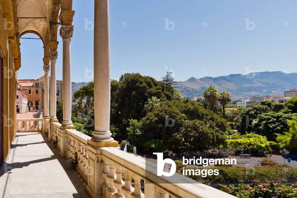 The Porta Nuova Tower: the loggia, The Royal Palace or Palazzo dei Normanni (Palace of the Normans), Palermo, Sicily, Italy (photo)