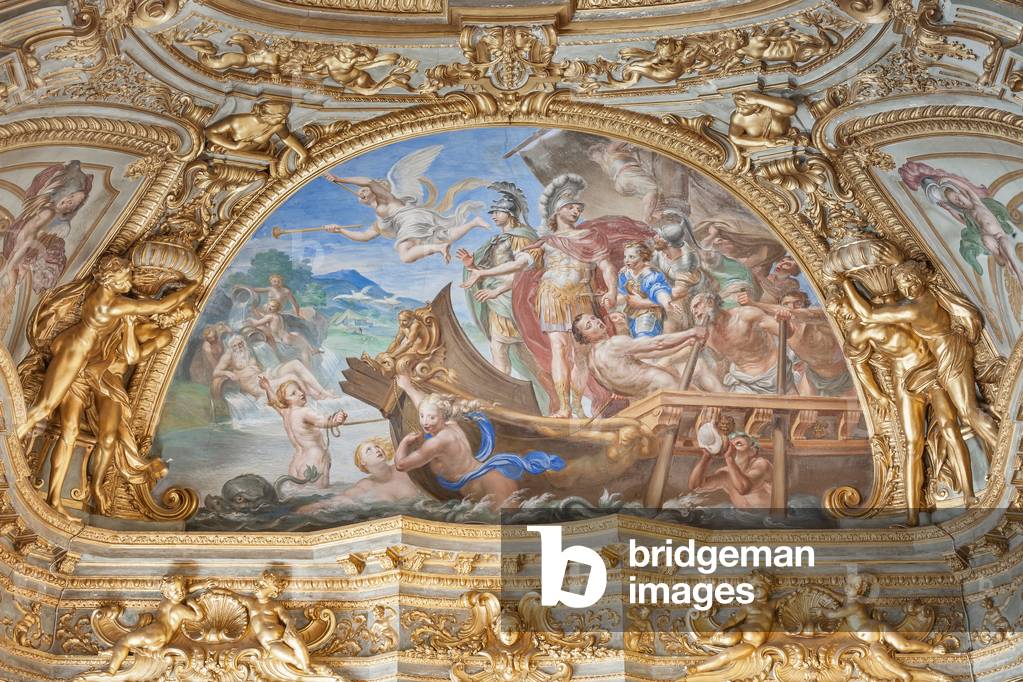 Aeneas disembarking at the mouth of Tiber river, 1740-44 (fresco)