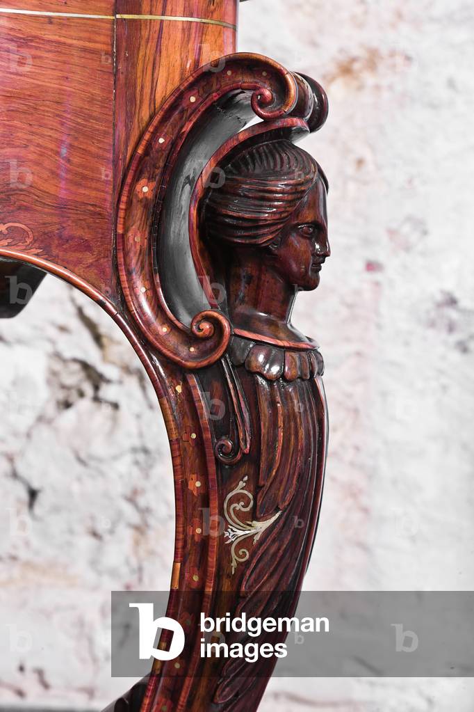 Desk inlaid in rosewood, boxwood and mother-of-pearl, detail (mixed media)