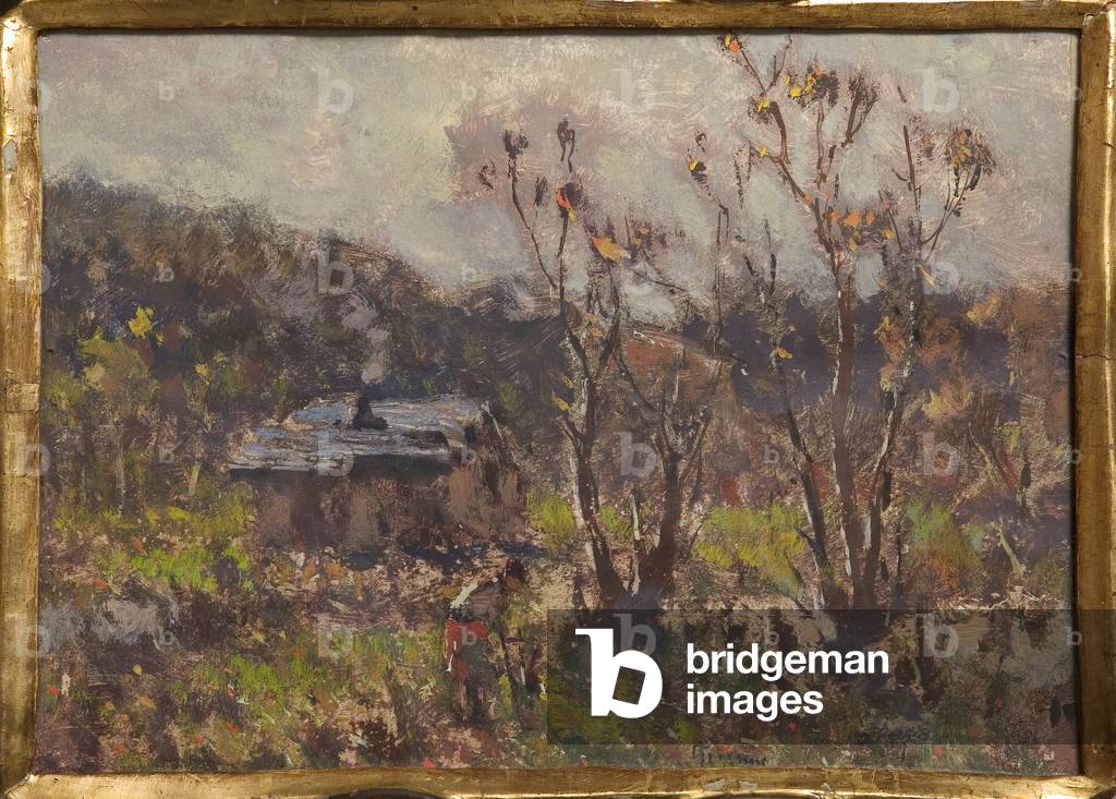 Farmstead (oil and tempera on paper)