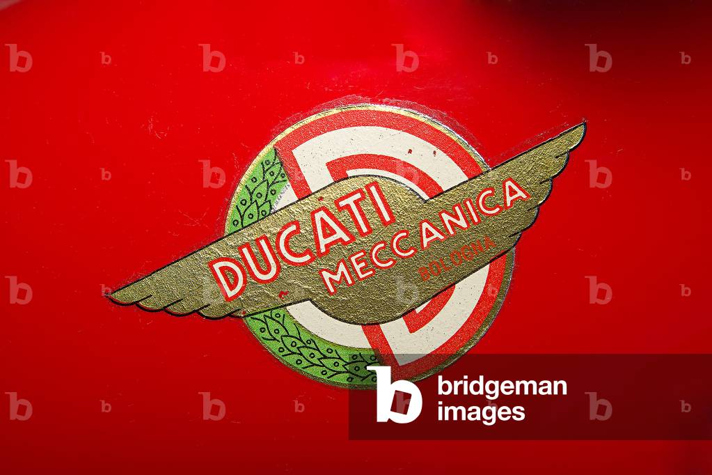 Classic Motorbike Ducati 125 Bialbero Gran Premio. Trademark (photo)