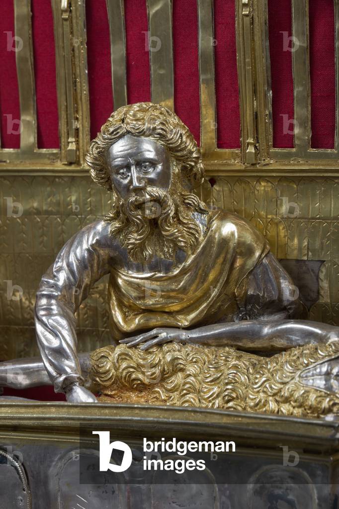 Genoa, Museum of the Treasury of the Cathedral of San Lorenzo: the Ark processional Ash St John the BaptiSt The Ark was commissioned by the Priors Chapel and was built by Teramo Danieli and Simone Caldera, 1438 - 1445, embossed silver, cast, gilt and enamels