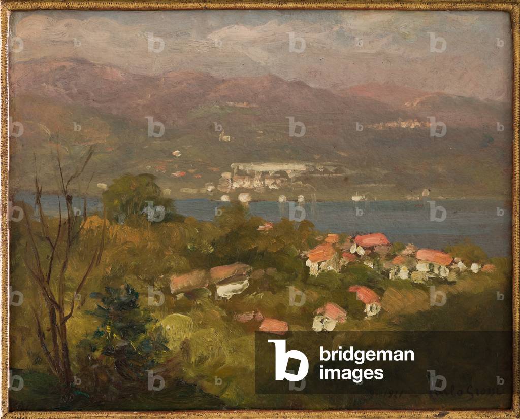 Landscape in Lombardy, September 1921 (oil on cardboard)