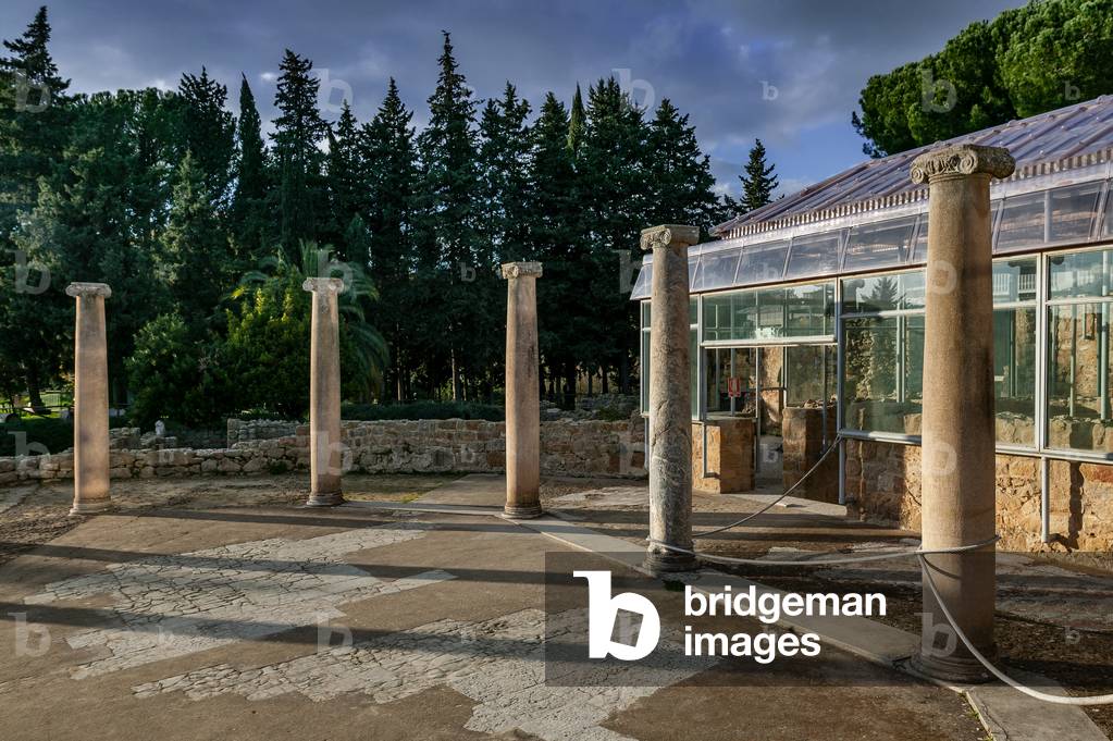 View of columns of the villa, Piazza Armerina, Roman Villa of Casale, Sicily, Italy (photo) (photo)