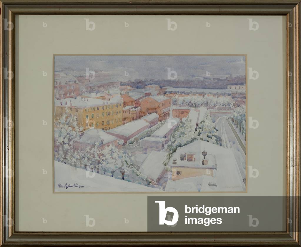 Modena, landscape in the snow (w/c)