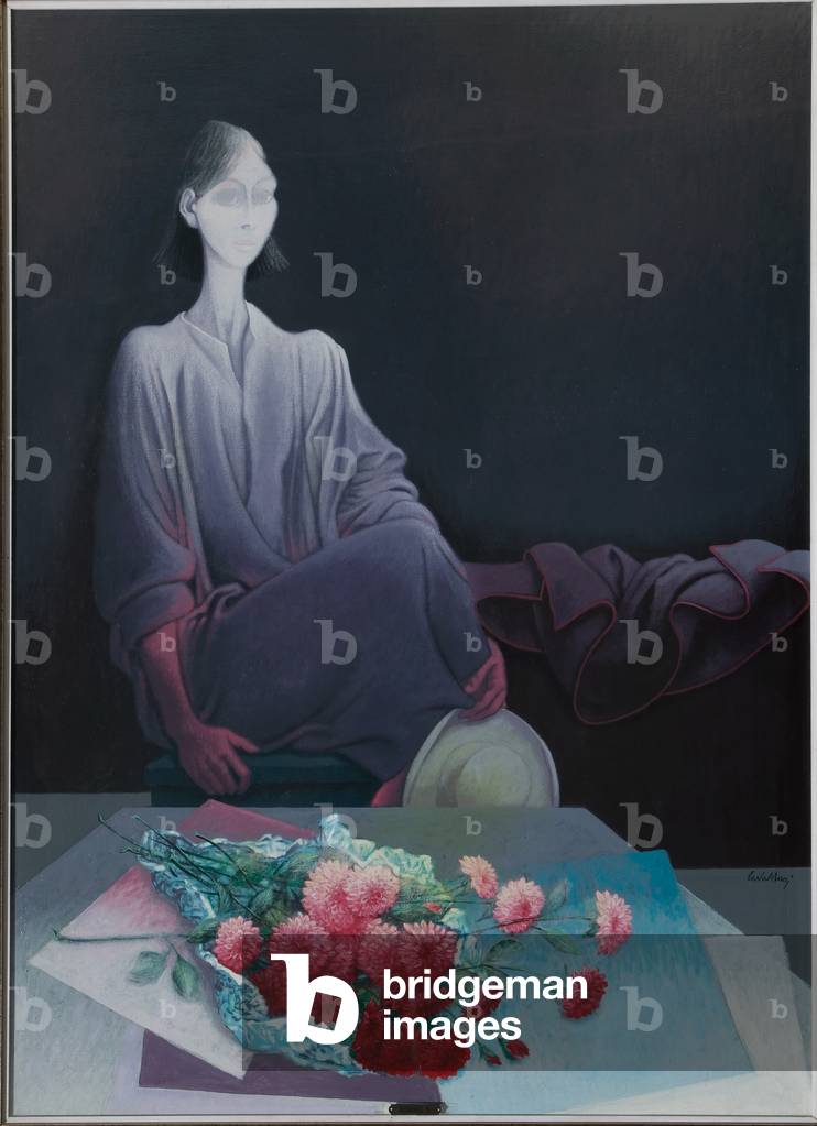 Girls and Flowers (oil on canvas)