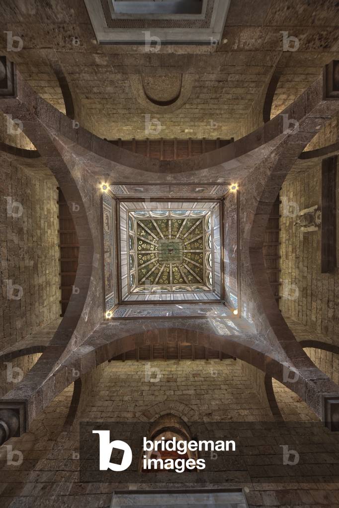 Palermo, The Royal Palace or Palazzo dei Normanni (Palace of the Normans), Joharia Tower, the Winds Room: wooden cusp with the Rose of the Winds (Compass Rose) at its centre Zenithal view