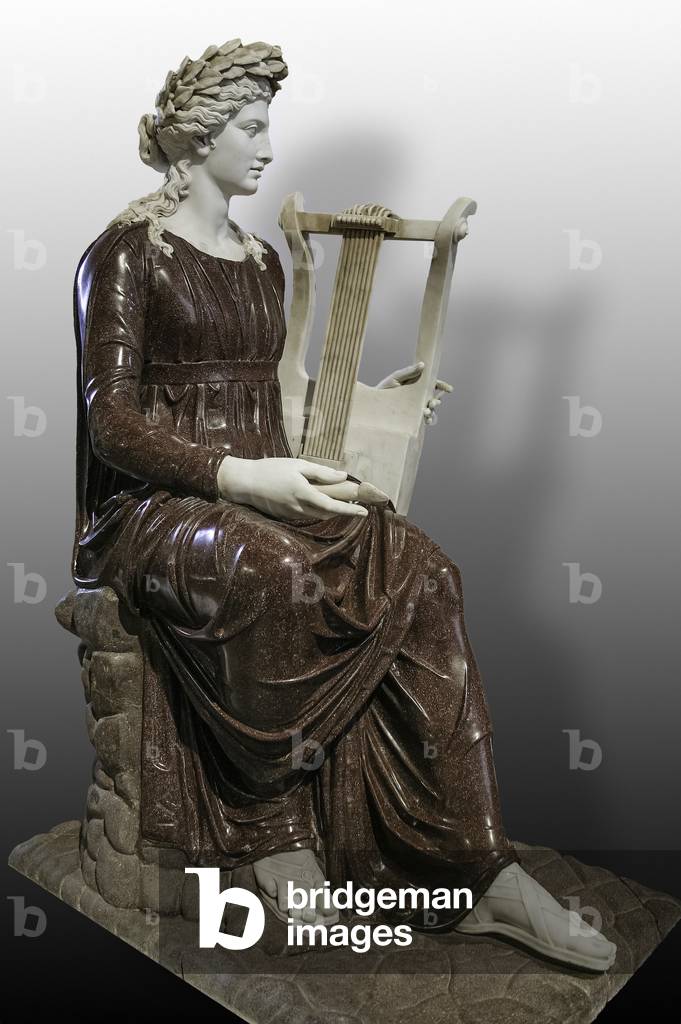 Statue of the Goddess Rome (Dea Roma) playing a zither, 2nd century AD (porphyry and marble)