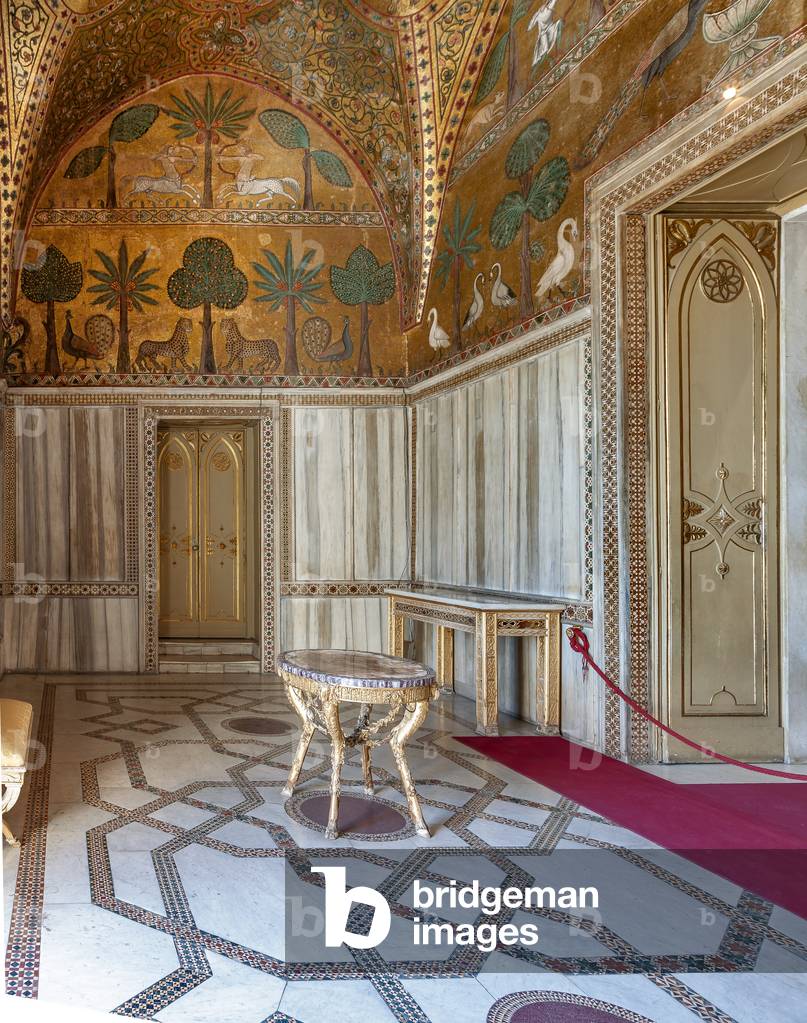Palermo, The Royal Palace or Palazzo dei Normanni (Palace of the Normans), Pisana Tower, the King Roger Room: view of the Room, Greek Byzantiene style, XIII century
