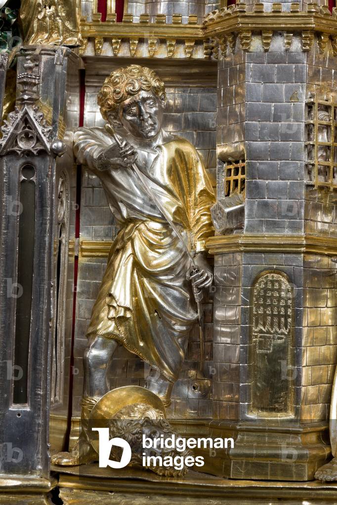 Genoa, Museum of the Treasury of the Cathedral of San Lorenzo: the Ark processional Ash St John the BaptiSt The Ark was commissioned by the Priors Chapel and was built by Teramo Danieli and Simone Caldera, 1438 - 1445, embossed silver, cast, gilt and enamels