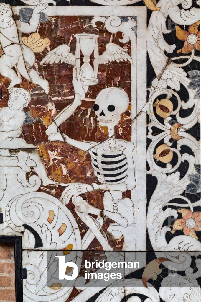 Fontanellato, Labirinto della Masone, Franco Maria Ricci Art Collection: marble opus sectile representing Death, detail,  (photo)