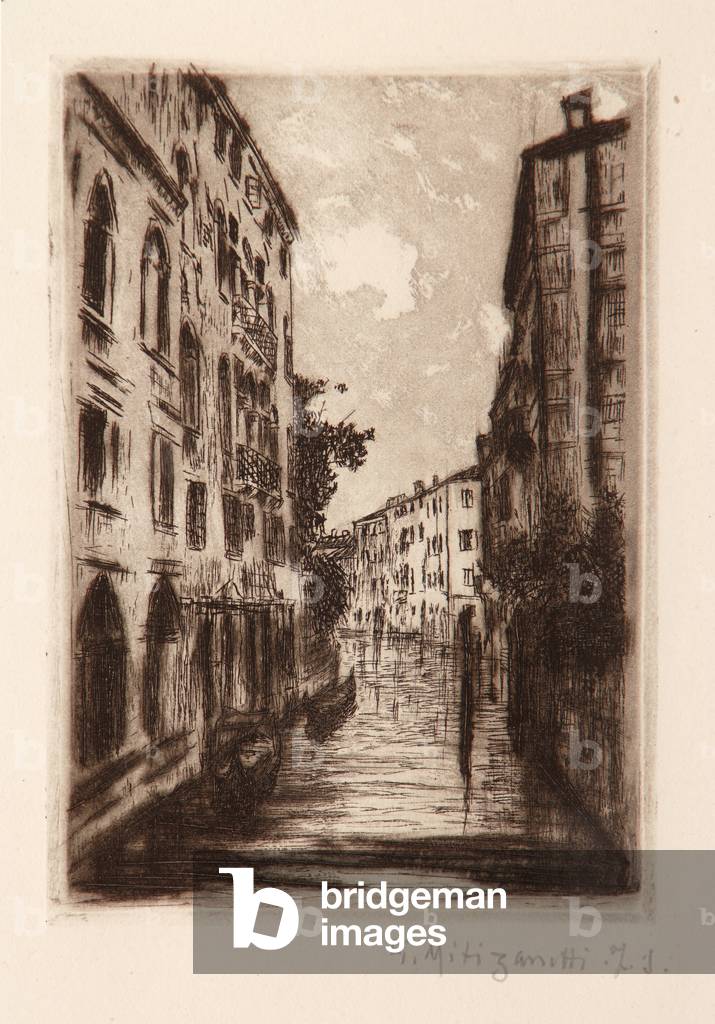 Venetian Canal (etching on white paper)