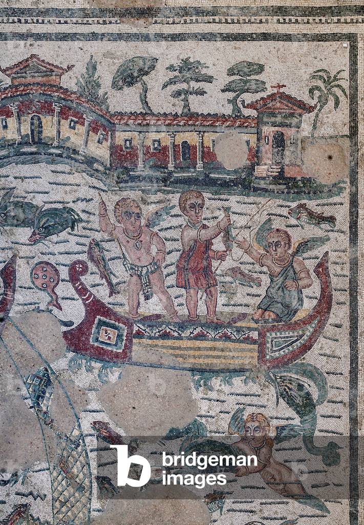 Floor mosaic depicting fishermen and putti (mosaic)