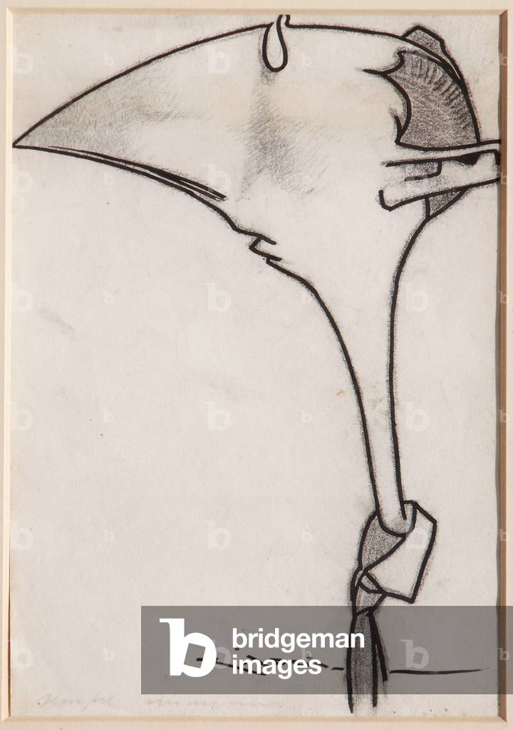 A Man wearing a Tie (nlack ink and charcoal on paper)